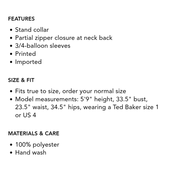 Ted Baker Johsiie Stand Collar Balloon Sleeve Top - Picture 15 of 15